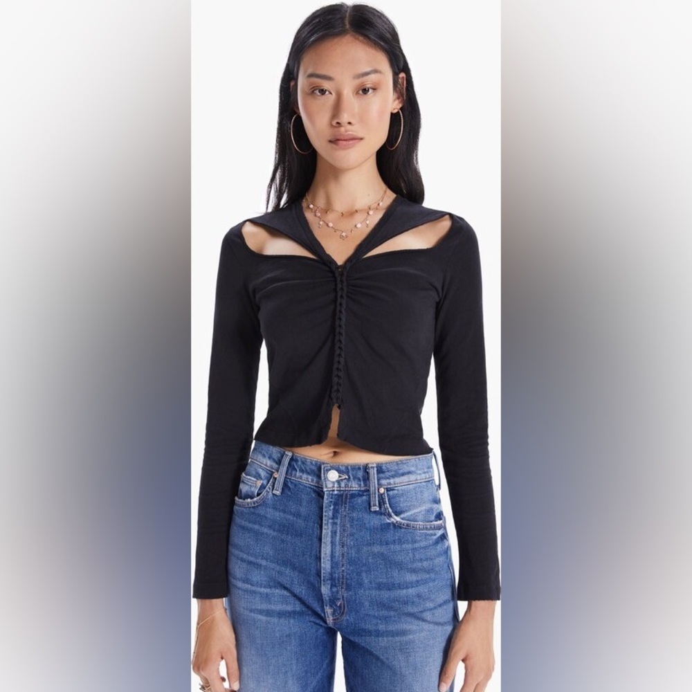NOAM Los Angeles Marpesia Tee Top Black XS Revolve NWT